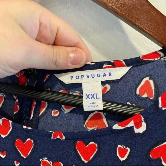 Popsugar long sleeve mini dress in size XXL heart print valentine - Picture 7 of 7